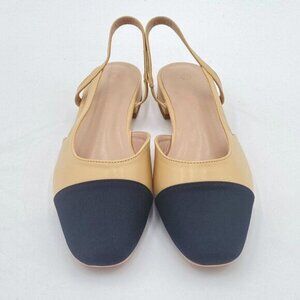 Women Slingback Flats Round Toe Two Toned Flats Sandals Wedding Pumps for Women